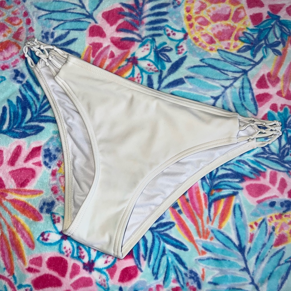 EXPRESS White Bikini Bottom with Side Detail in Size Small